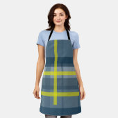 Tablier Motif plaid bleu et jaune (Porté)