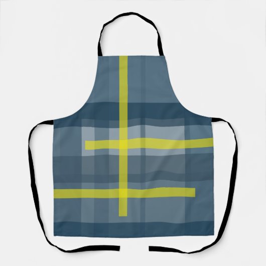 Tablier Motif plaid bleu et jaune (Recto)
