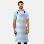 Tablier Motif Plaid En vichy bleu minimaliste (Porté)