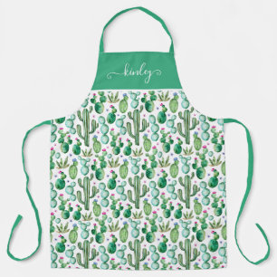 Tablier Motif Plante de Cactus d'aquarelle