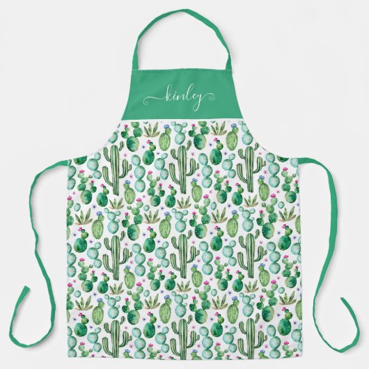 Tablier Motif Plante de Cactus d'aquarelle (Recto)