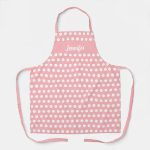 Tablier Motif Polka blanc rose vif