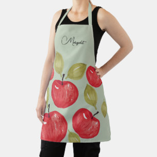 Tablier Motif Pomme Papier Peint à l'Aquarelle