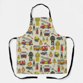 Tablier Motif pompier, Camion-feu, Secourt, Flam (Recto)