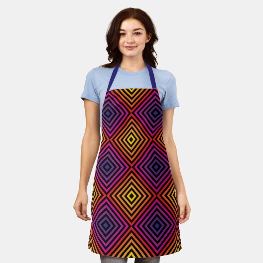 Tablier Motif psychédélique Rainbow Chevron (Porté)