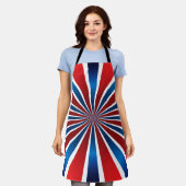 Tablier Motif radial bleu rouge (Porté)