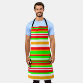Tablier Motif rayé festif de vacances joyeuses (Porté)