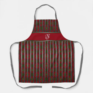 Tablier Motif rayé gris et rouge carrelé