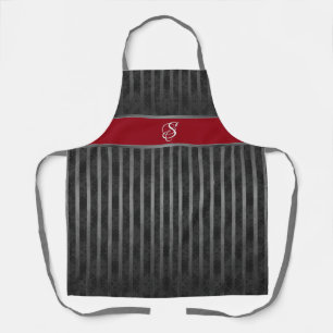 Tablier Motif rayé gris et rouge carrelé