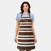 Tablier Motif rayé marron Nom moderne (Porté)