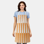 Tablier Motif rayé orange et blanc (Porté)