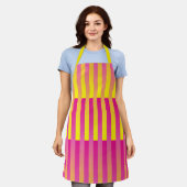 Tablier Motif rayé rose jaune orange (Porté)