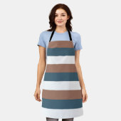 Tablier Motif rayé Turquoise Mocha Blanc (Porté)