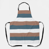 Tablier Motif rayé Turquoise Mocha Blanc (Recto)