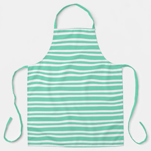 Tablier Motif Rayures Blanches Aquamarine (Recto)