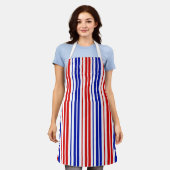 Tablier Motif rayures blanches rouges bleues (Porté)