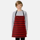 Tablier Motif Rayures Rouges et Noires (Porté)