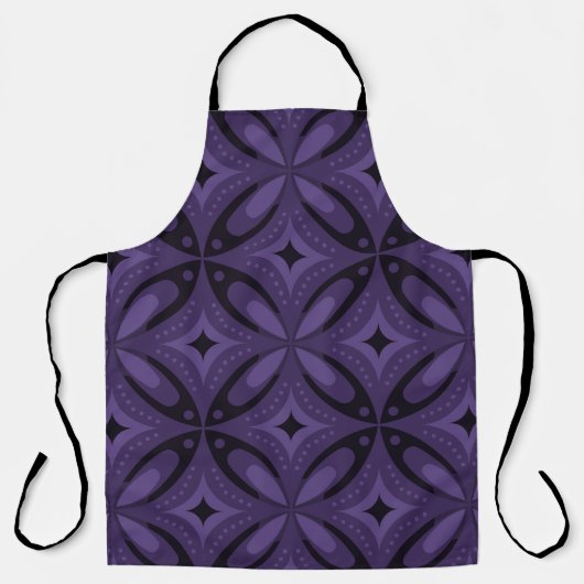Tablier Motif Rétro de Couleur Violet Foncé (Recto)