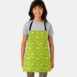 Tablier Motif rétro de printemps à pois et marguerite vert
