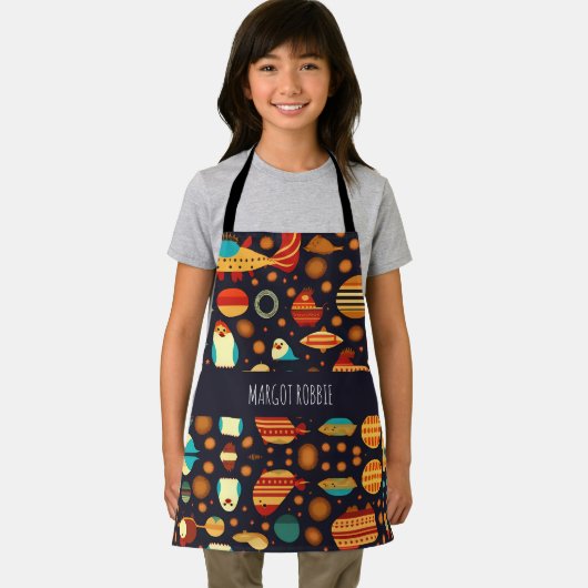Tablier Motif rétro des pingouins d'espace (Insitu)