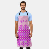 Tablier Motif rétro rose dans le style tendance avec monog (Porté)