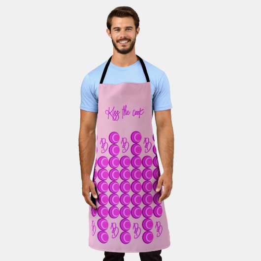 Tablier Motif rétro rose dans le style tendance avec monog (Porté)