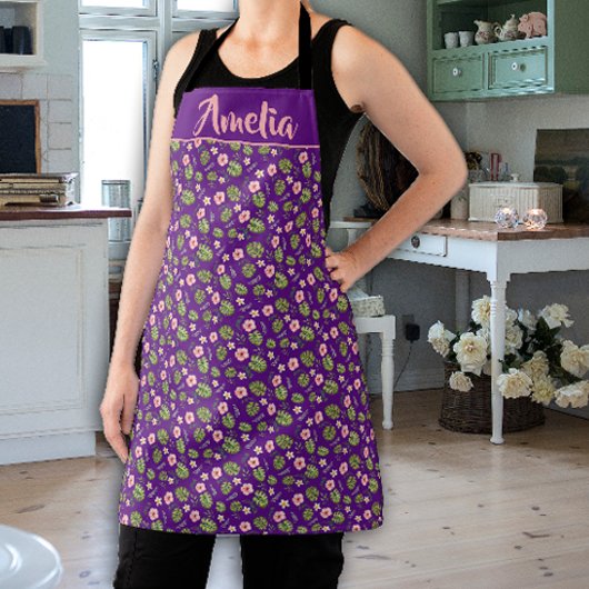 tablier motif rose aquarelle