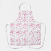 Tablier Motif rose En Formes De Coeur Avec Nom Personnalis (Recto)