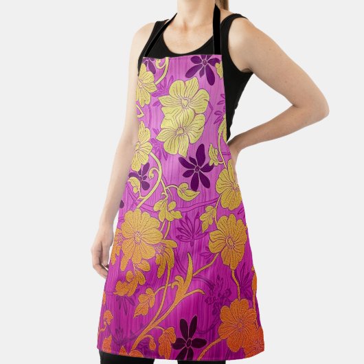 Tablier - Motif Rose Violet ORIENTAL (Insitu)