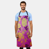 Tablier - Motif Rose Violet ORIENTAL (Porté)
