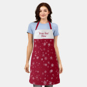 Tablier Motif rouge blanc flocon de neige Noël (Porté)