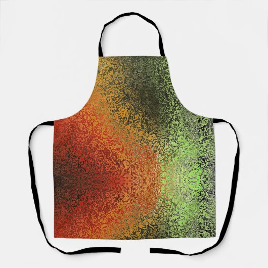 Tablier Motif Rouge Vert Et Or (Recto)