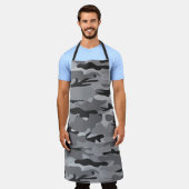 Tablier Motif rustique de Camo noir et gris (Porté)