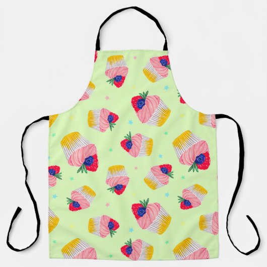 Tablier Motif sans couture avec cupcake aux fraises (Recto)