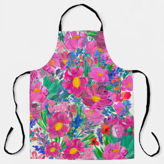 Tablier Motif sans couture avec de Belles fleurs. Aquarell