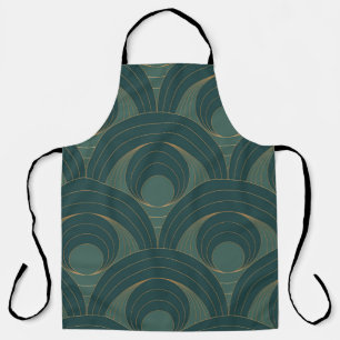Tablier Motif sans couture avec des cercles dorés et verts