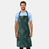 Tablier Motif sans couture avec des cercles dorés et verts (Porté)