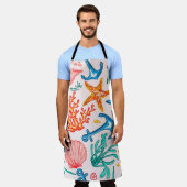 Tablier Motif sans couture avec des créatures marines (Porté)