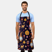 Tablier Motif sans couture avec éléments Halloween vintage (Porté)