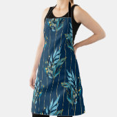 Tablier Motif sans couture avec feuilles bleus et rayures (Insitu)