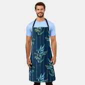 Tablier Motif sans couture avec feuilles bleus et rayures (Porté)