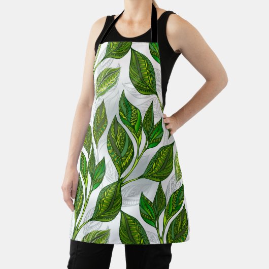 Tablier Motif sans couture avec Feuilles de thé vert (Insitu)