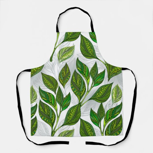 Tablier Motif sans couture avec Feuilles de thé vert (Recto)