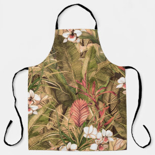 Tablier Motif sans couture avec feuilles tropicaux et fleu