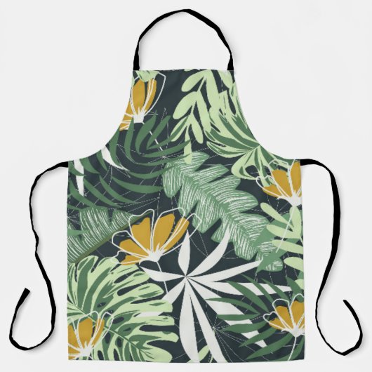 Tablier Motif sans couture avec feuilles tropicaux et fleu (Recto)