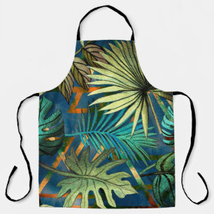 Tablier Motif sans couture avec feuilles tropicaux et géom