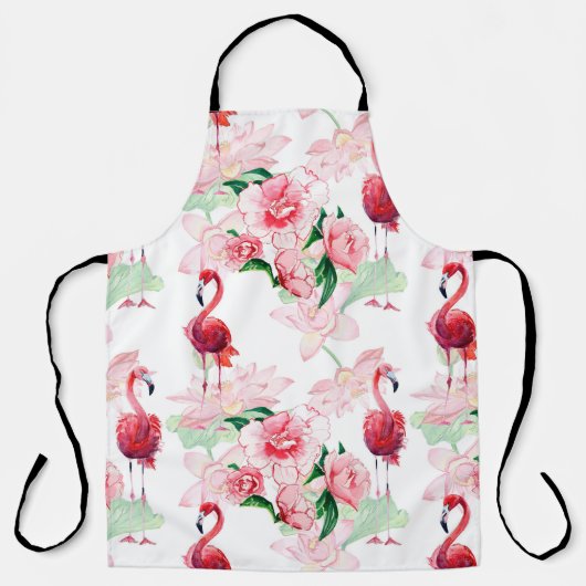 Tablier Motif sans couture avec flamant rose (Recto)