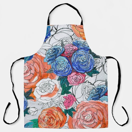 Tablier Motif sans couture avec fleurs colorées (Recto)