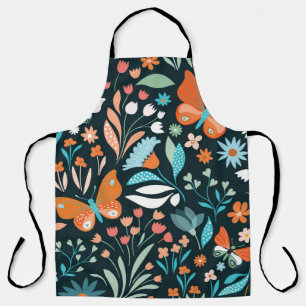 Tablier Motif sans couture avec fleurs et papillons