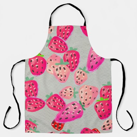 Tablier Motif sans couture avec fraise mûre. Main dessinée (Recto)
